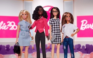 A photo of the the 4 political Barbie dolls