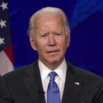 A picture of Joe Biden during his speech at the Convention