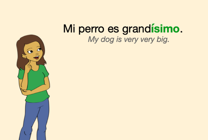 A Spanish sentence with "grandísimo"