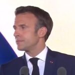 Macron durante su discurso de la victoria