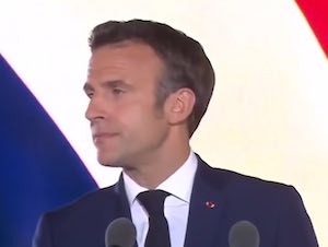 Macron durante su discurso de la victoria