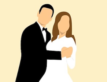 A wedding couple, cartoon